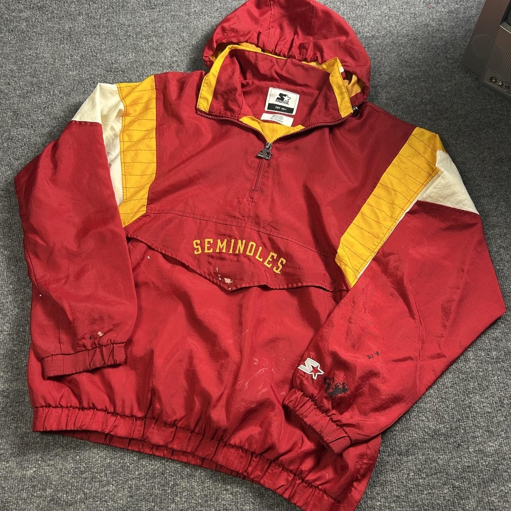 Florida State Seminoles Jacket Mens XL Red NCAA Football Starter Pullover Hooded